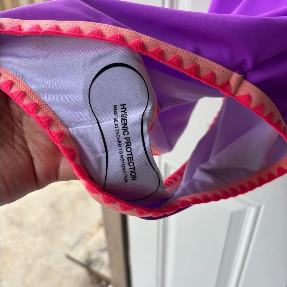 Women's Pink & Purple V-Neck One-Piece Swimsuit